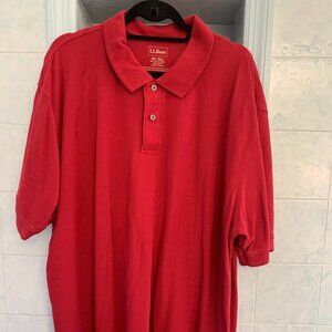 RED MENS XXL TALL LL BEAN COTTON POLO SHIRT
